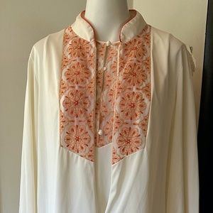 Vintage 1970's Gossard ARTEMIS Nightgown Peignoir Set Robe Embroidered Floral L